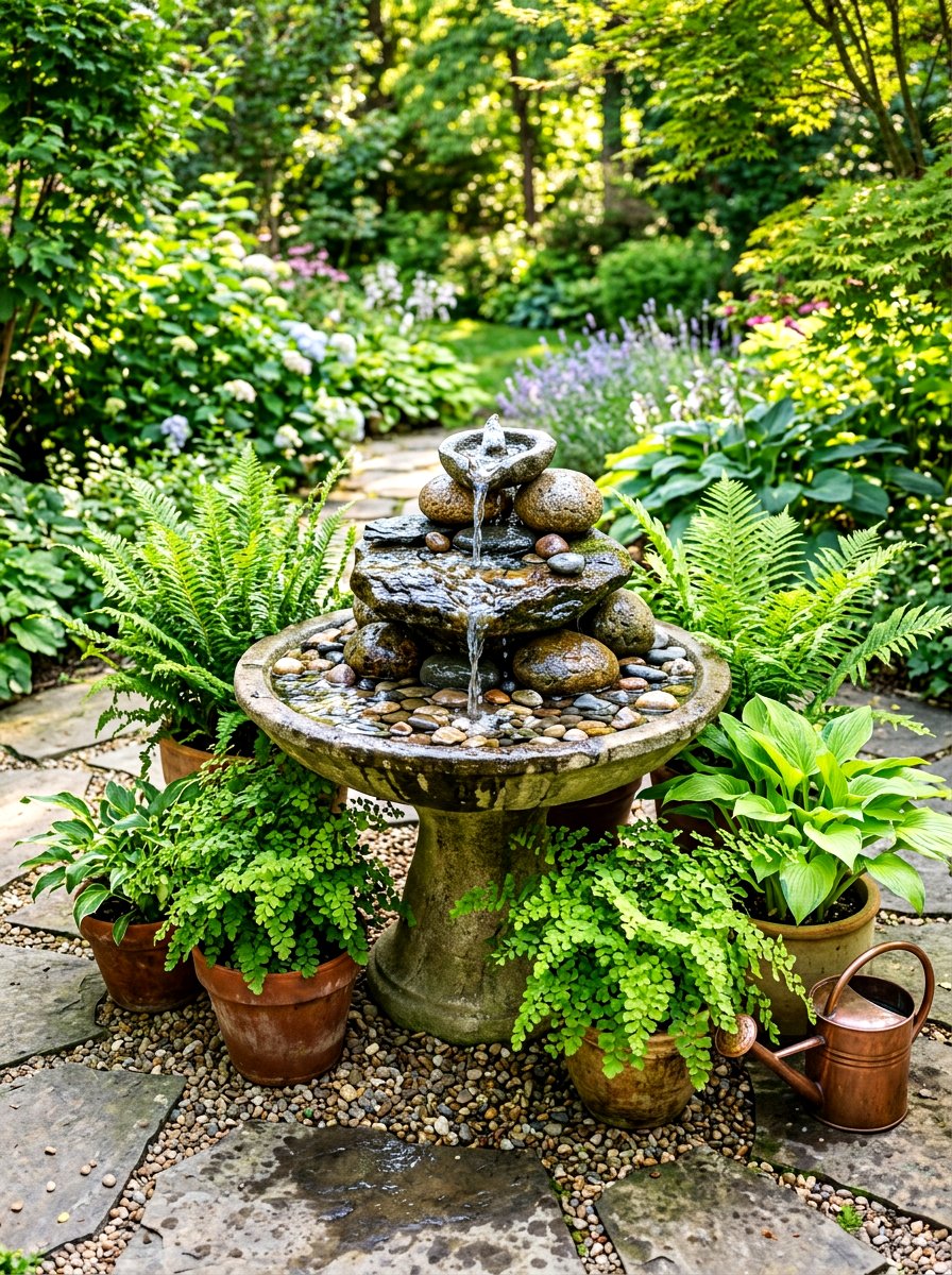 Compact Water Feature - 30 terrace garden ideas
