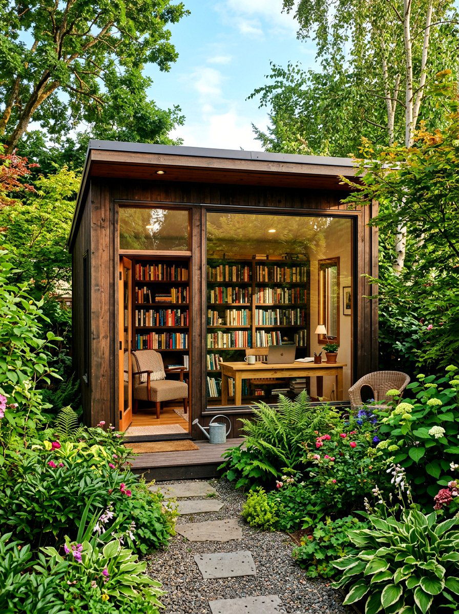 Compact Writing Studio - 30 backyard studio shed ideas