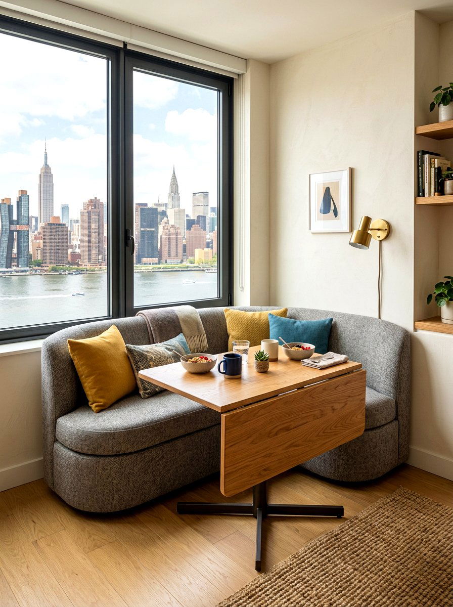 Compact apartment curved banquette - 30 curved banquette ideas