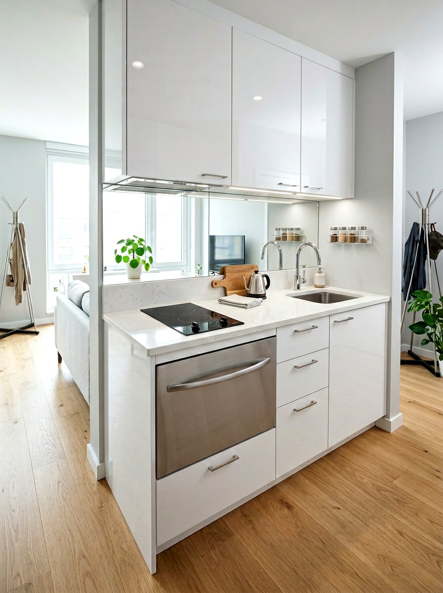 Compact apartment kitchenette - 30 drawer microwave ideas