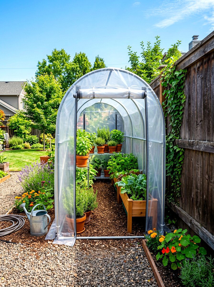 Compact backyard hoop house - 30 hoop house garden ideas