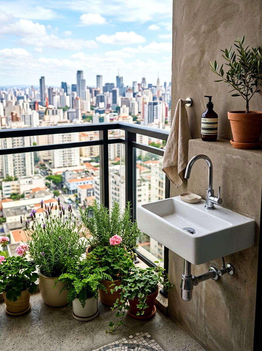 Compact balcony wash basin - 30 outdoor sink station ideas
