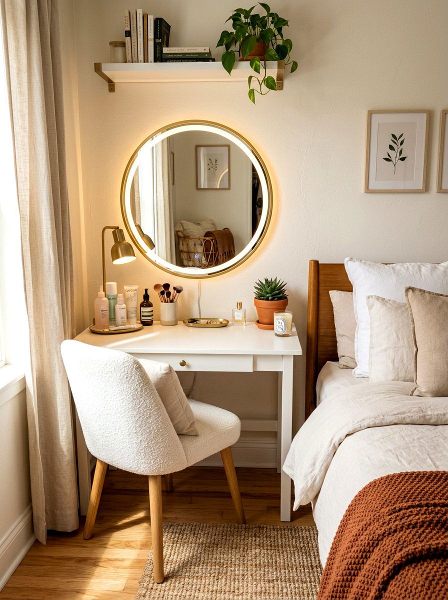 Compact bedroom beauty nook - 30 beauty room ideas