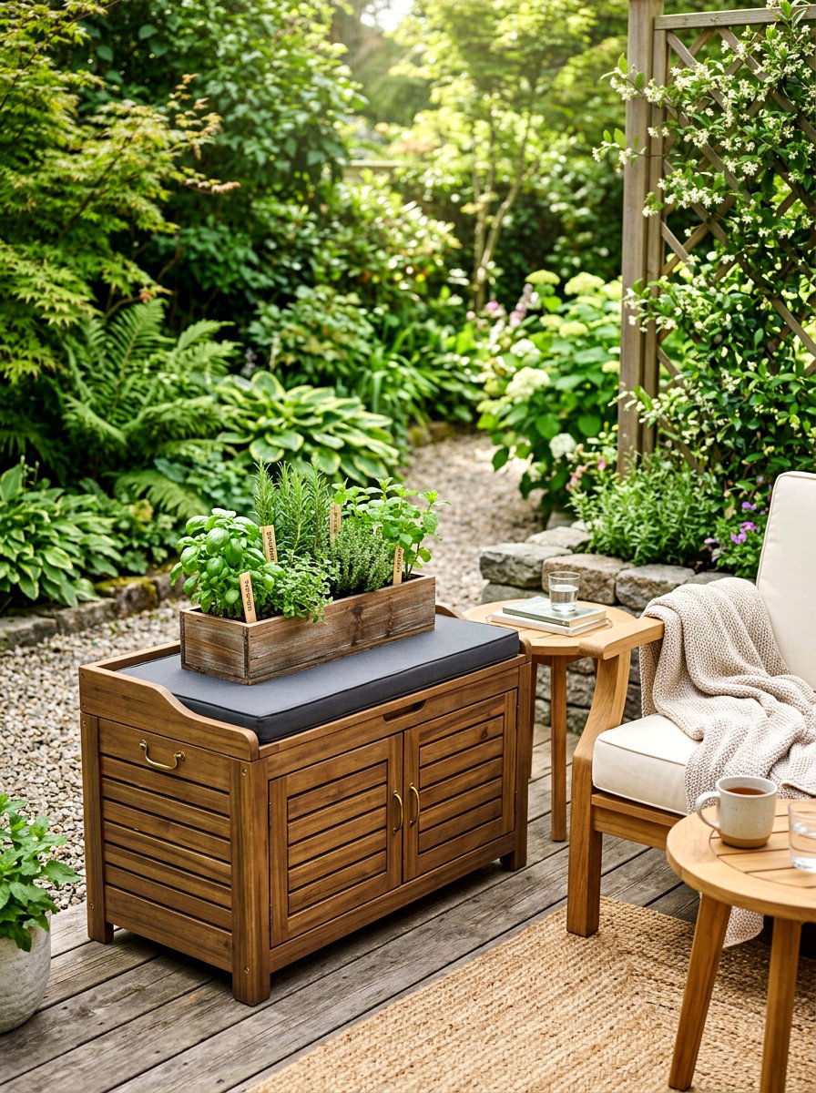 Compact deck storage seat - 30 deck box ideas