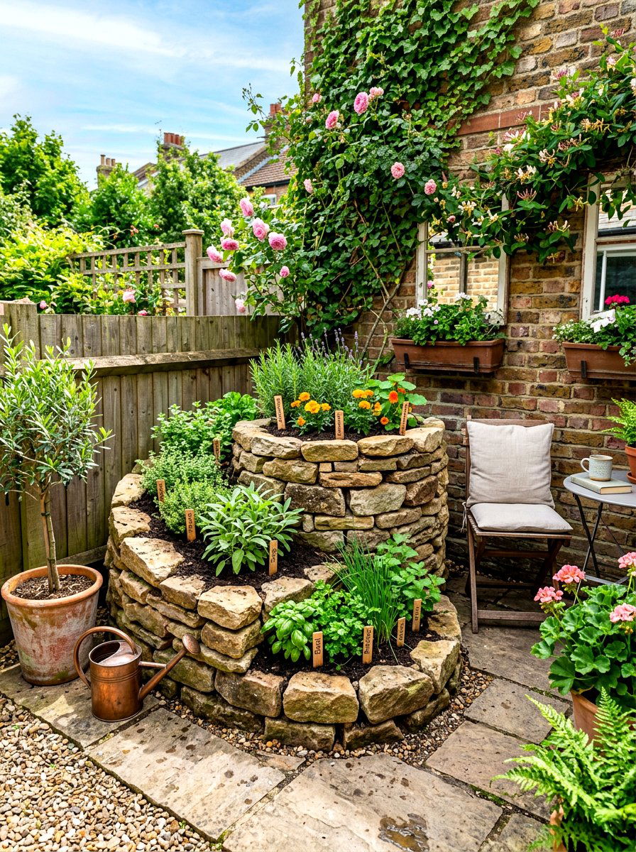 Compact herb spiral - 30 raised herb spiral ideas