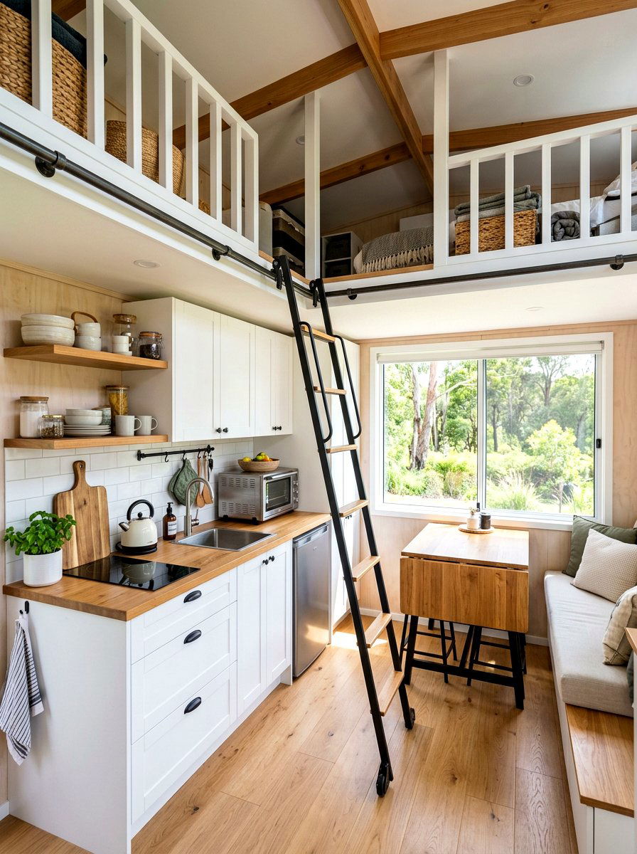 Compact kitchen sliding ladder - 30 library ladder kitchen ideas