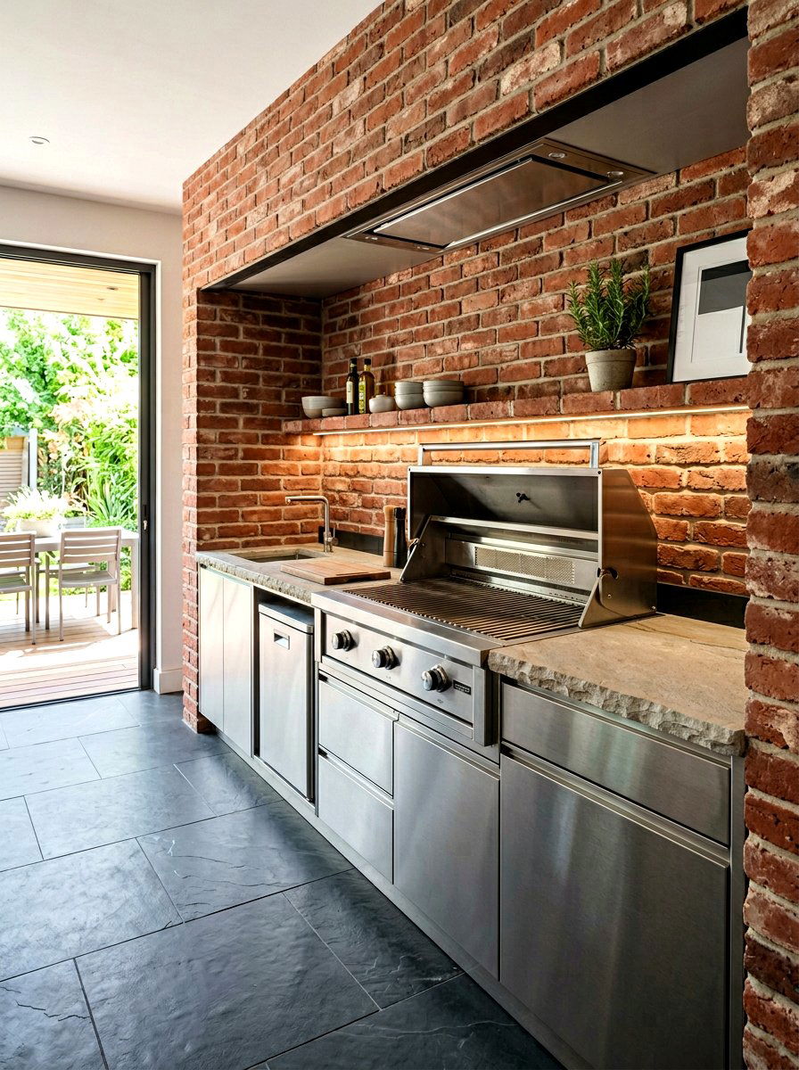 Compact linear grill station - 30 patio cooking area ideas