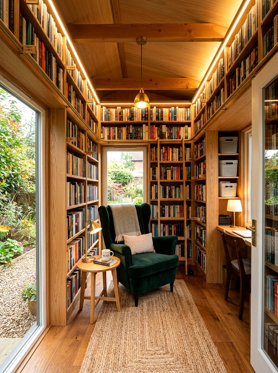 Compact micro library shed - 30 reading shed ideas