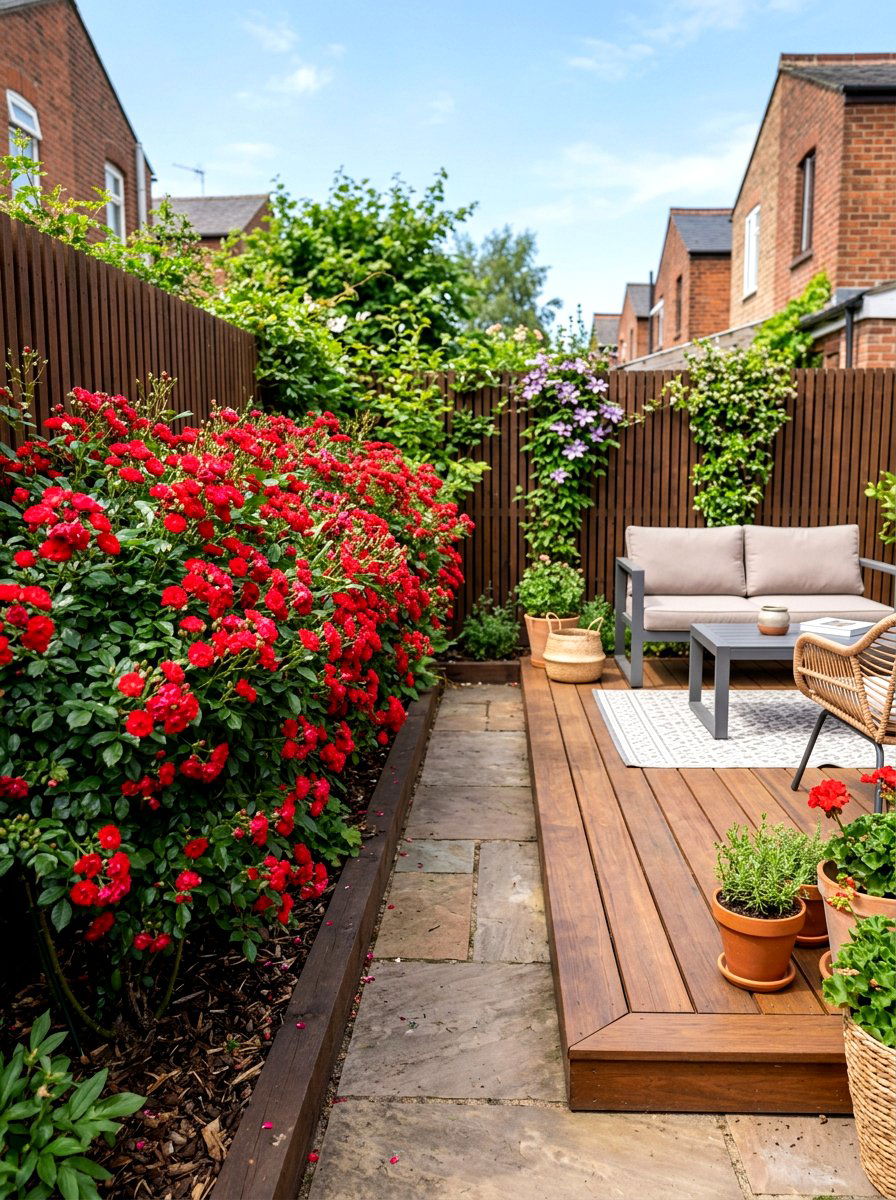 Compact patio rose hedge - 30 rose hedge ideas