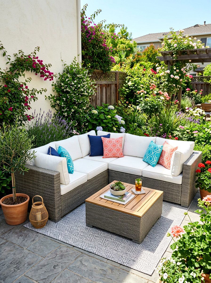 Compact sectional sofa - 30 small patio ideas