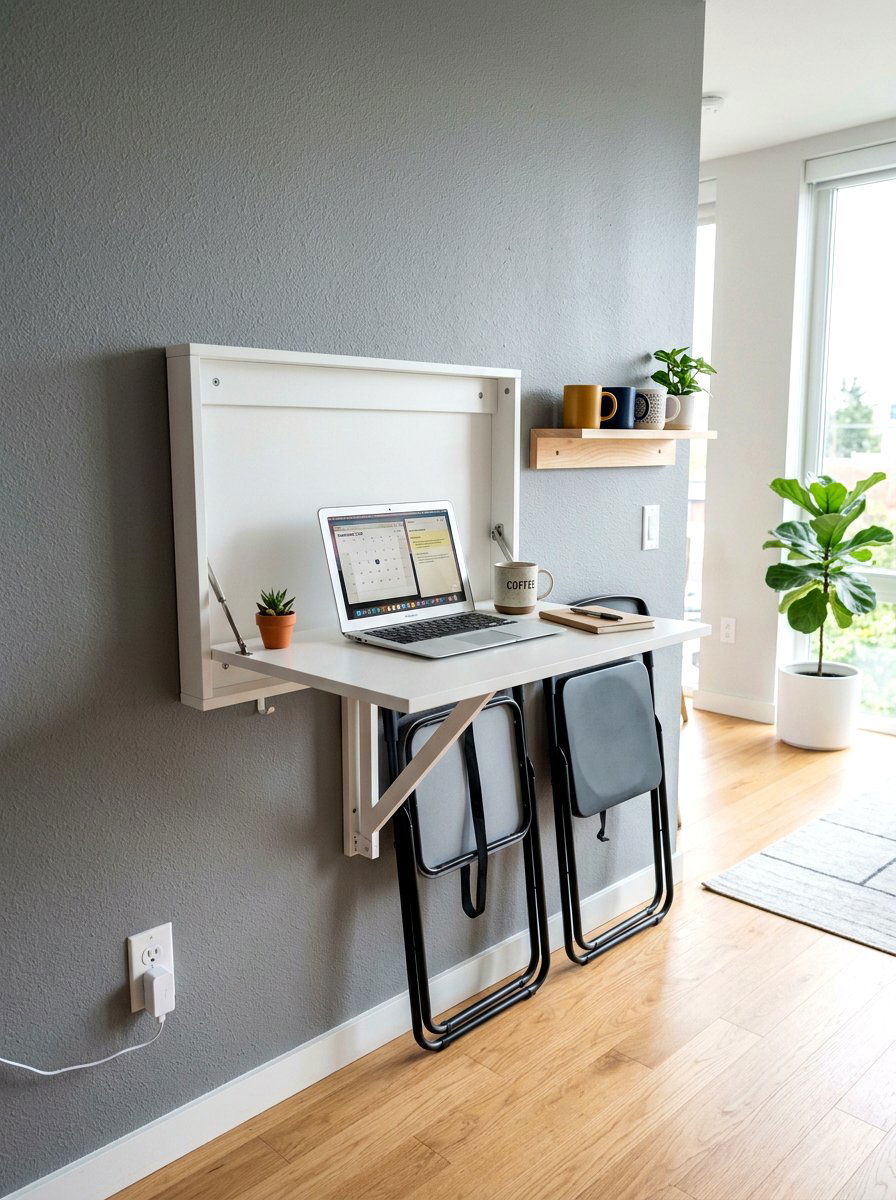 Compact wall mounted table - 30 bedroom breakfast nook ideas