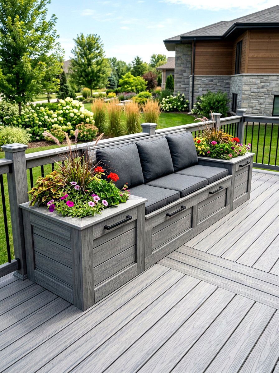 Composite Deck Storage Seating - 30 patio storage bench seating ideas