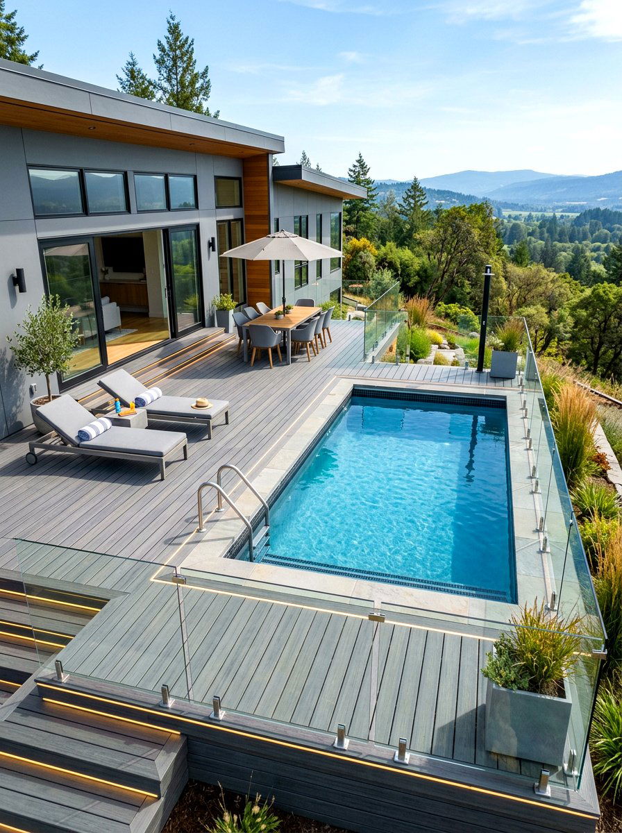 Composite Decking Pool Area - 30 plunge pool patio ideas
