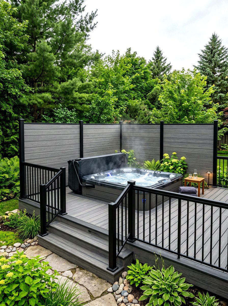 Composite Decking Privacy Fence - 30 hot tub privacy fence ideas