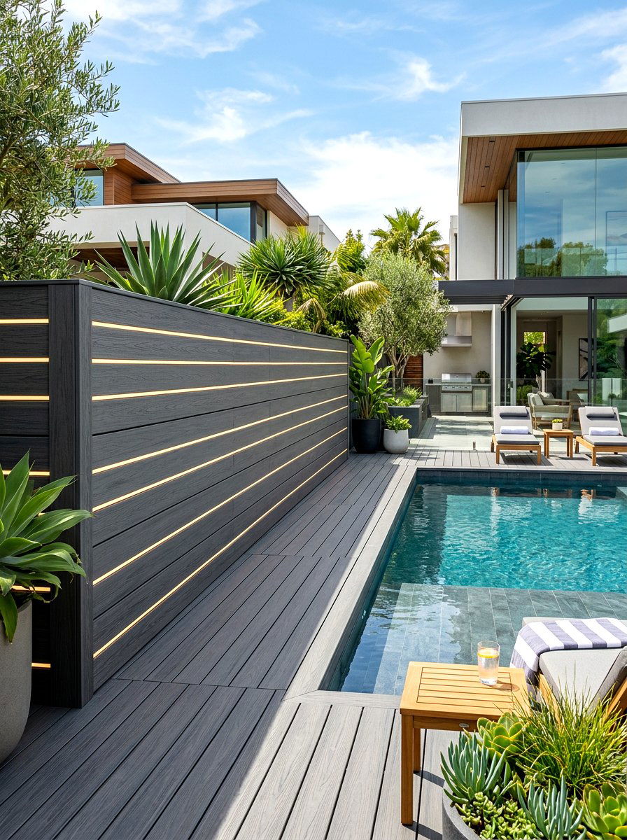 Composite Decking Screen - 30 poolside privacy screen ideas