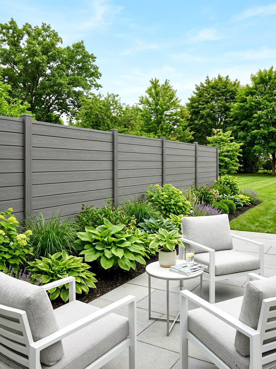 Composite Gray Fence - 30 garden fence ideas