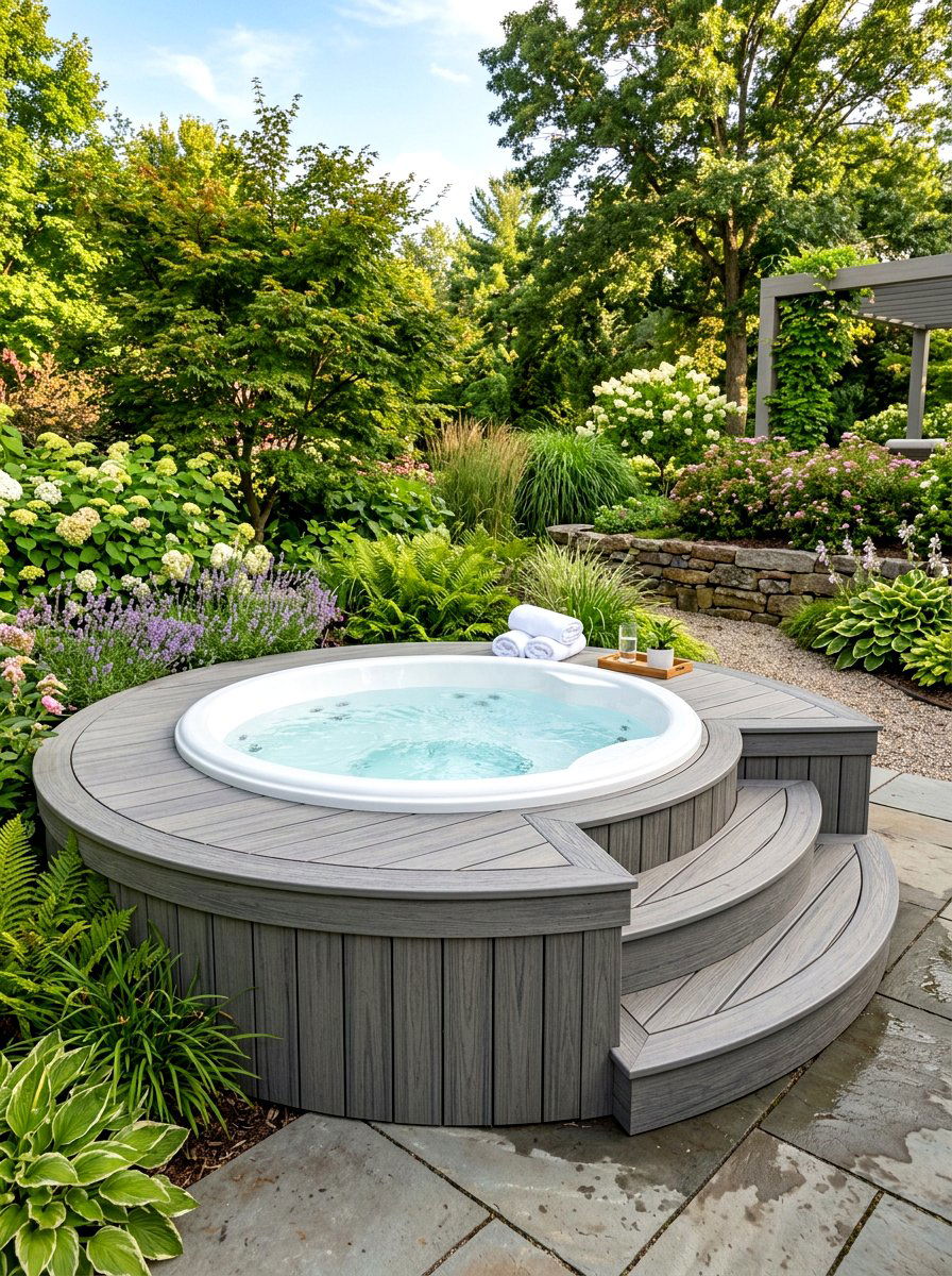 Composite Hot Tub Surround - 30 hot tub deck ideas