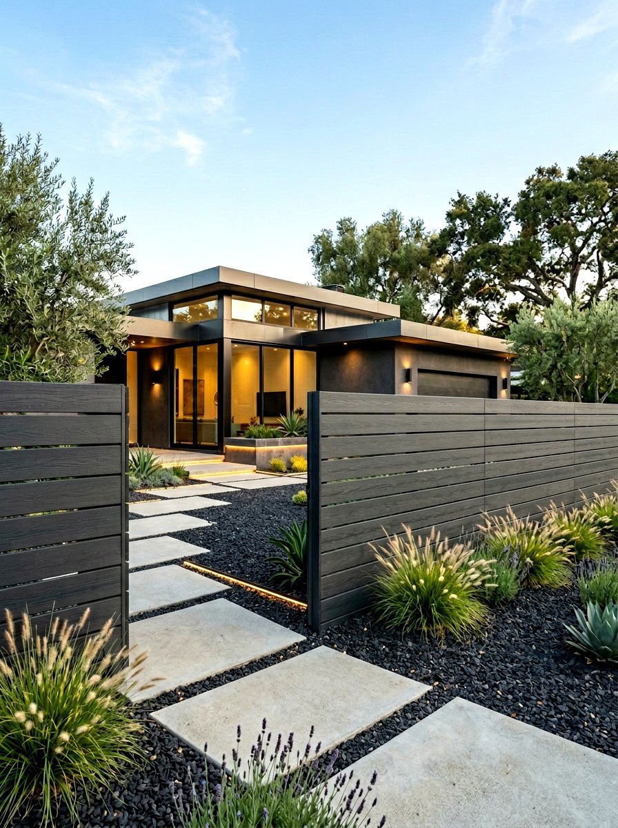 Composite Slat Fence - 30 front yard fence ideas