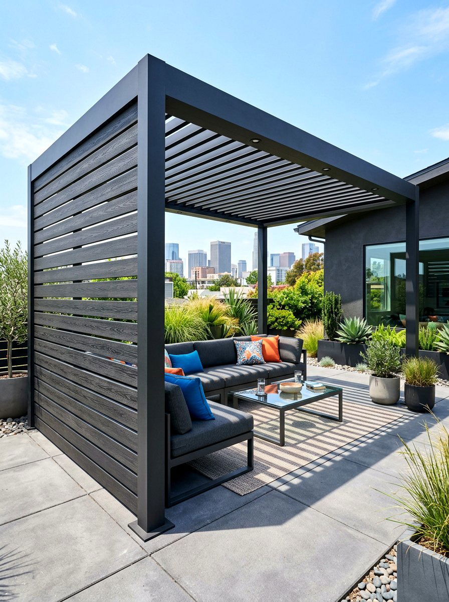 Composite Slat Wall - 30 pergola privacy wall ideas