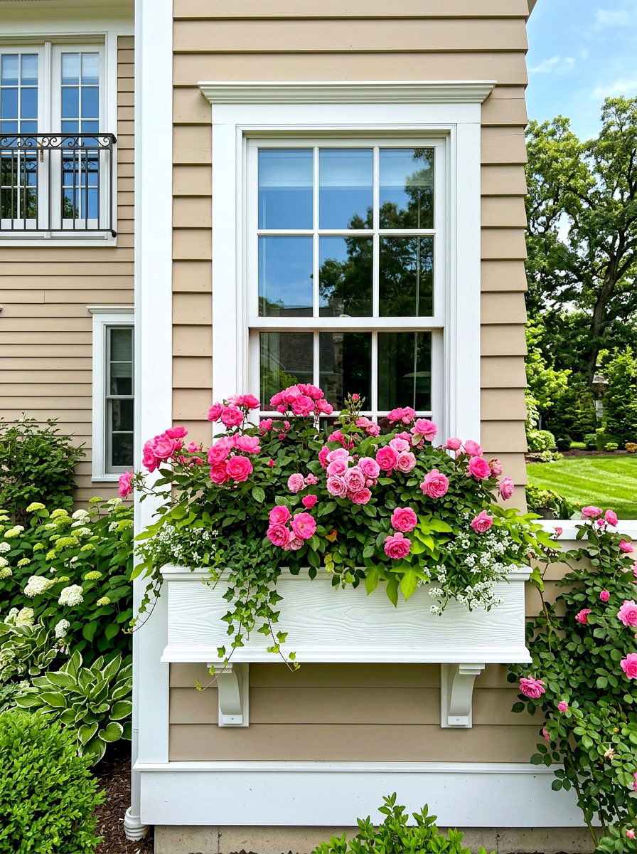 Composite window box - 30 front window planter ideas