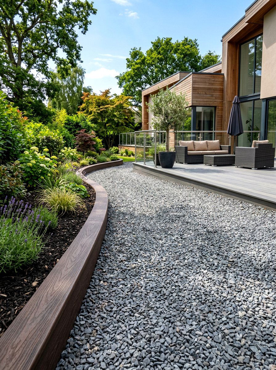 Composite wood edging - 30 driveway edging ideas