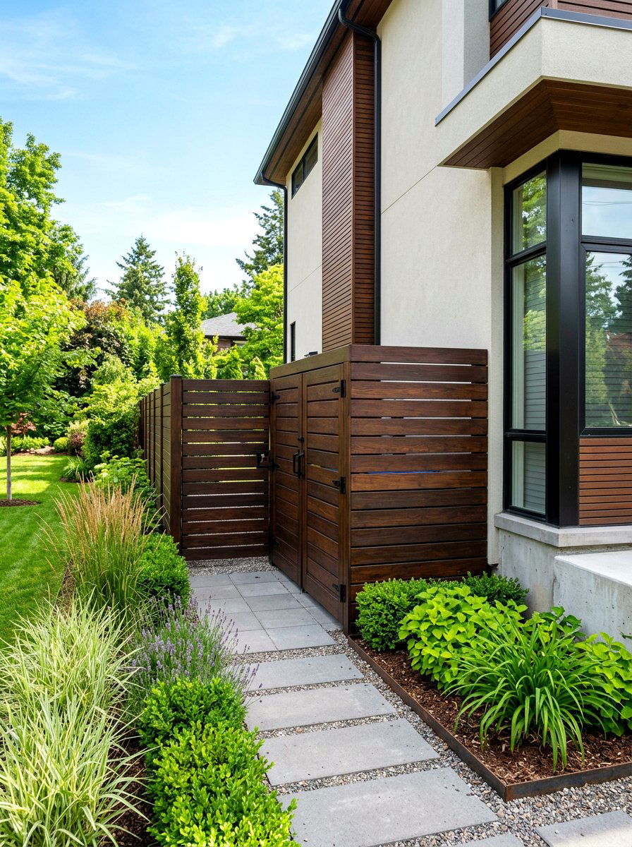 Concealed waste management area - 30 quiet luxury curb appeal ideas