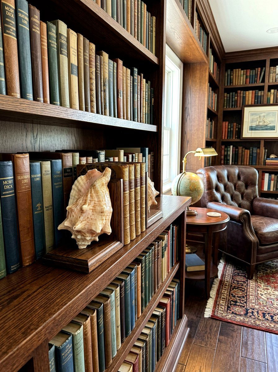 Conch Shell Bookends - 30 shell decor ideas