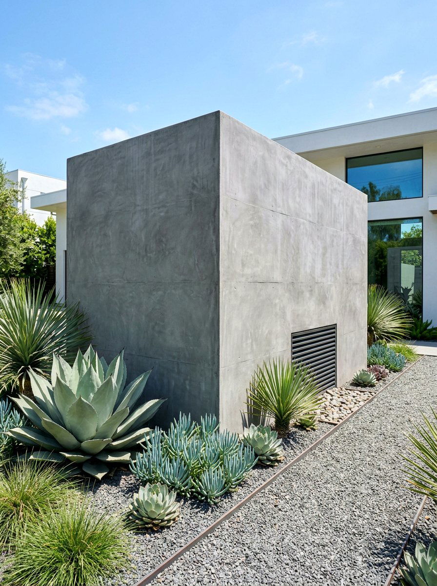 Concrete AC Wall - 30 air conditioner screen ideas