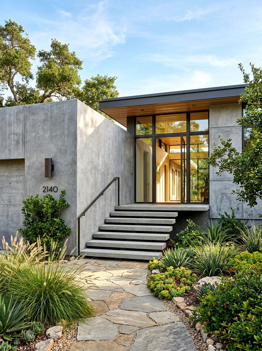 Concrete Accents - 30 home exterior ideas