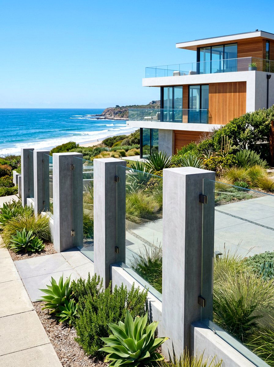 Concrete And Glass Fence - 30 modern fence ideas