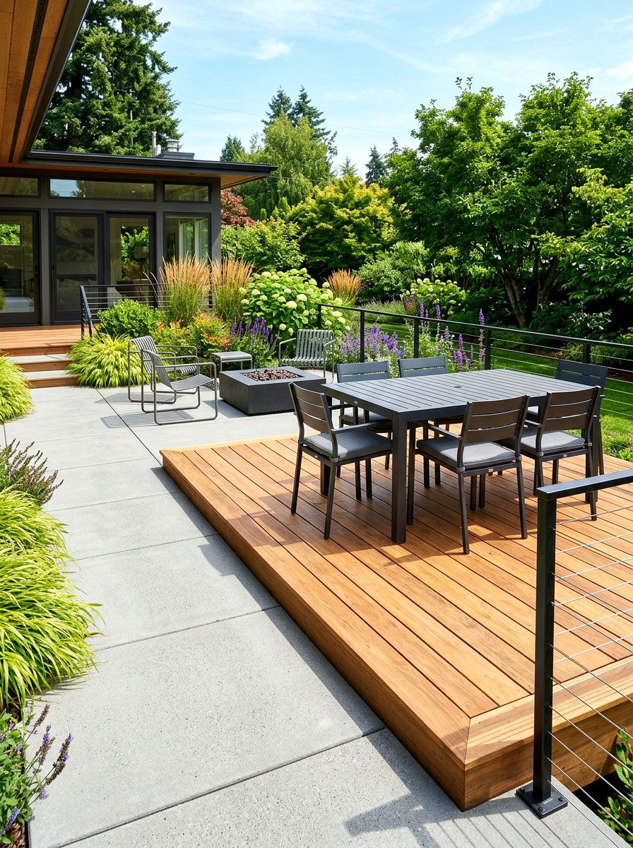 Concrete And Wood Deck - 30 modern deck ideas