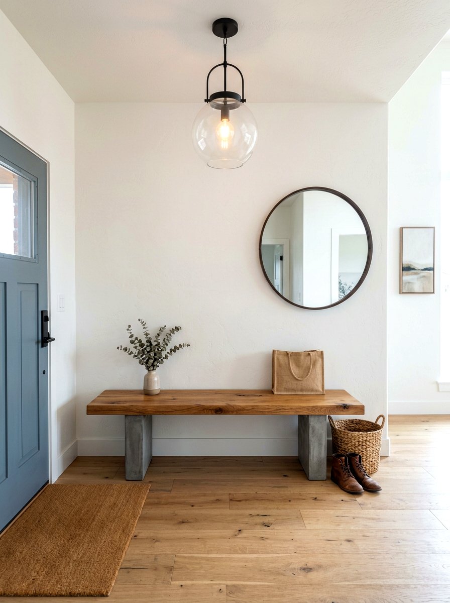 Concrete And Wood Farmhouse Bench - 30 farmhouse entryway bench ideas