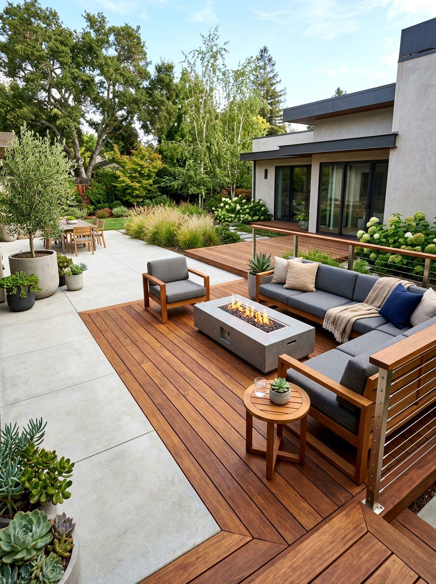 Concrete And Wood Patio - 30 concrete patio ideas