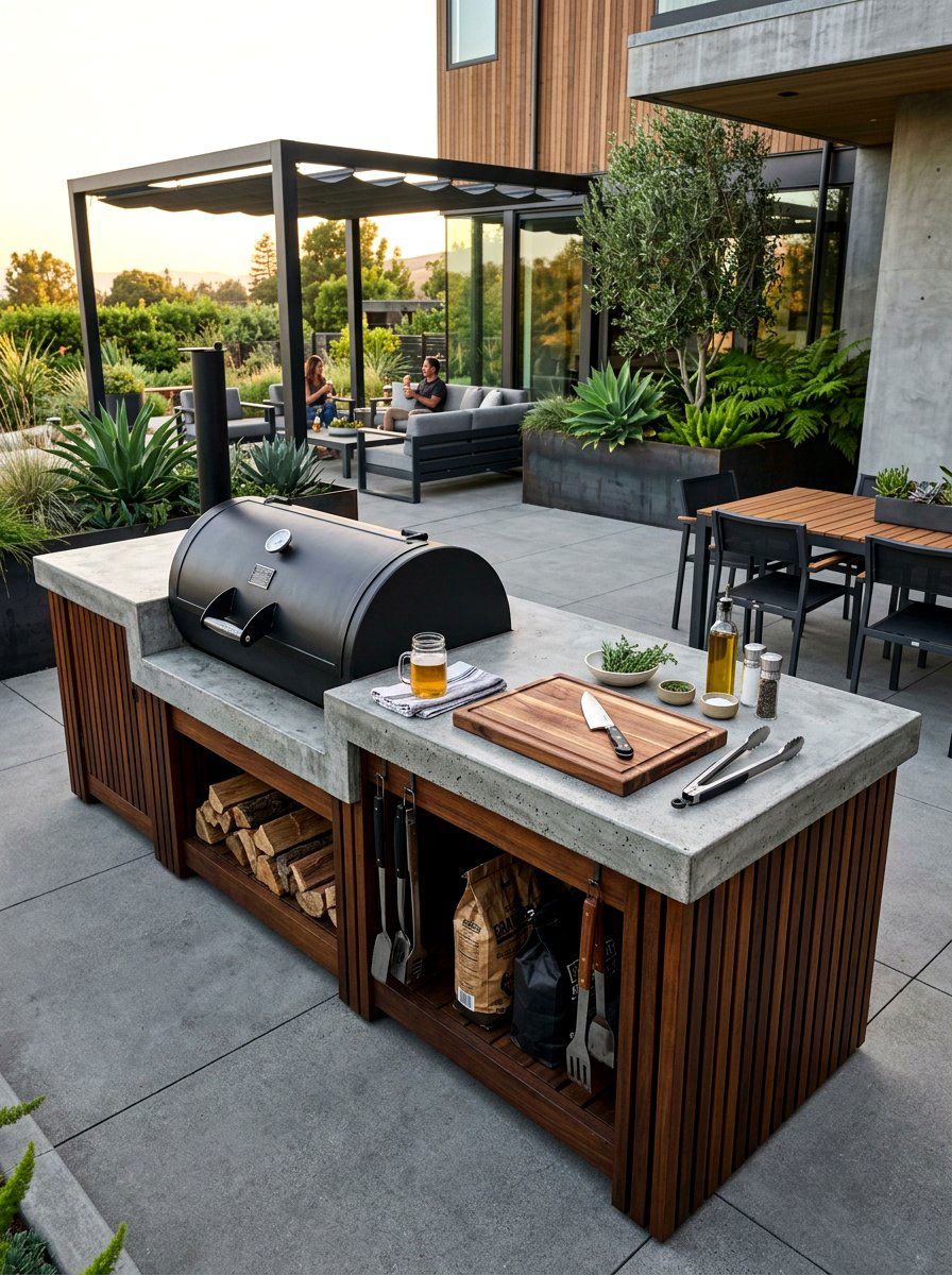 Concrete BBQ Countertop - 30 smoker station ideas
