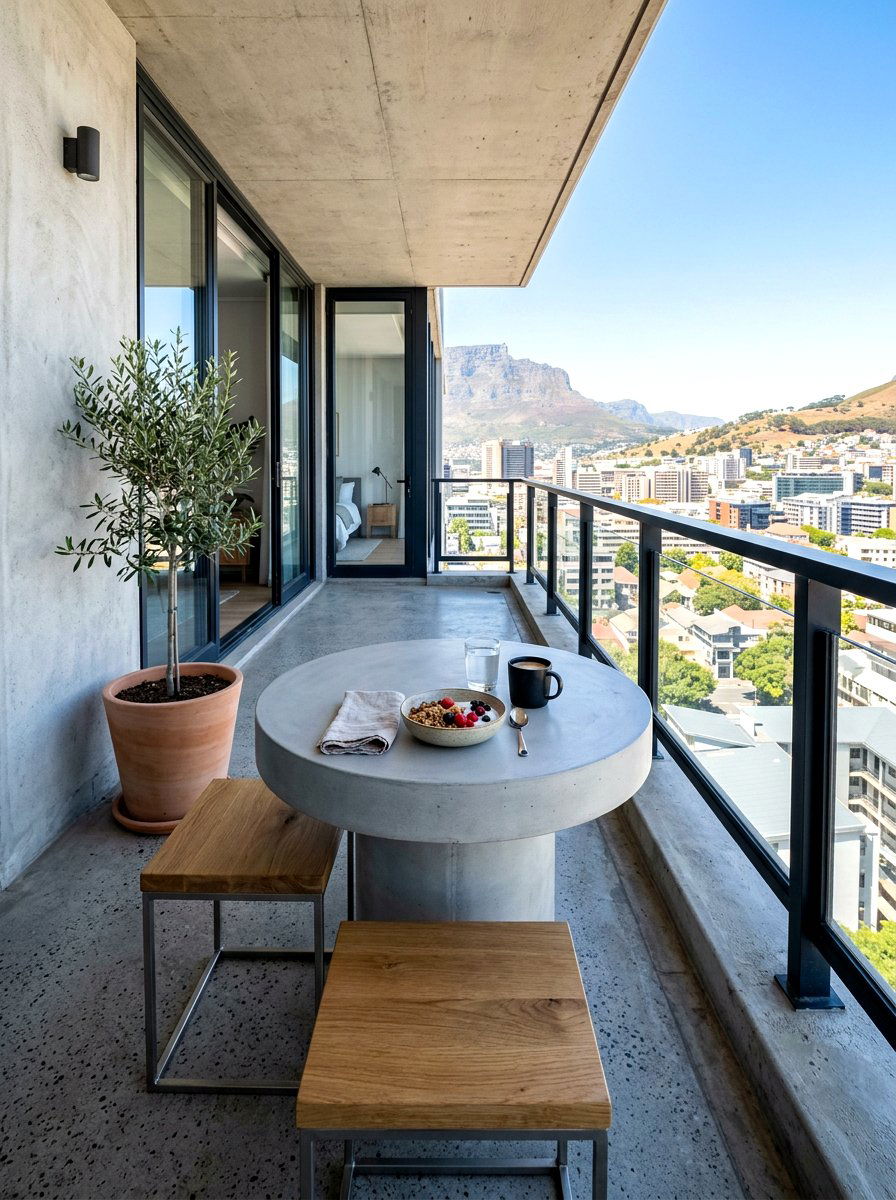 Concrete Balcony Breakfast Table - 30 balcony breakfast table ideas