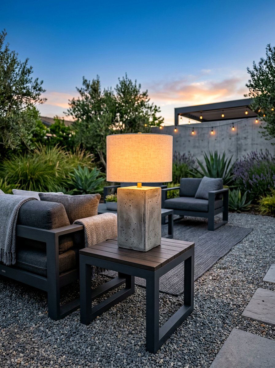 Concrete Base Lamp - 30 lamp lit patio ideas