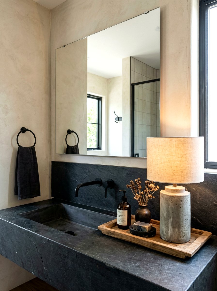 Concrete Base Lamp - 30 mini lamp bathroom counter ideas