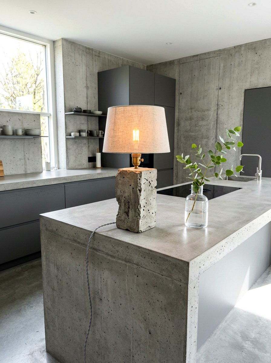 Concrete Base Lamp - 30 kitchen table lamp ideas