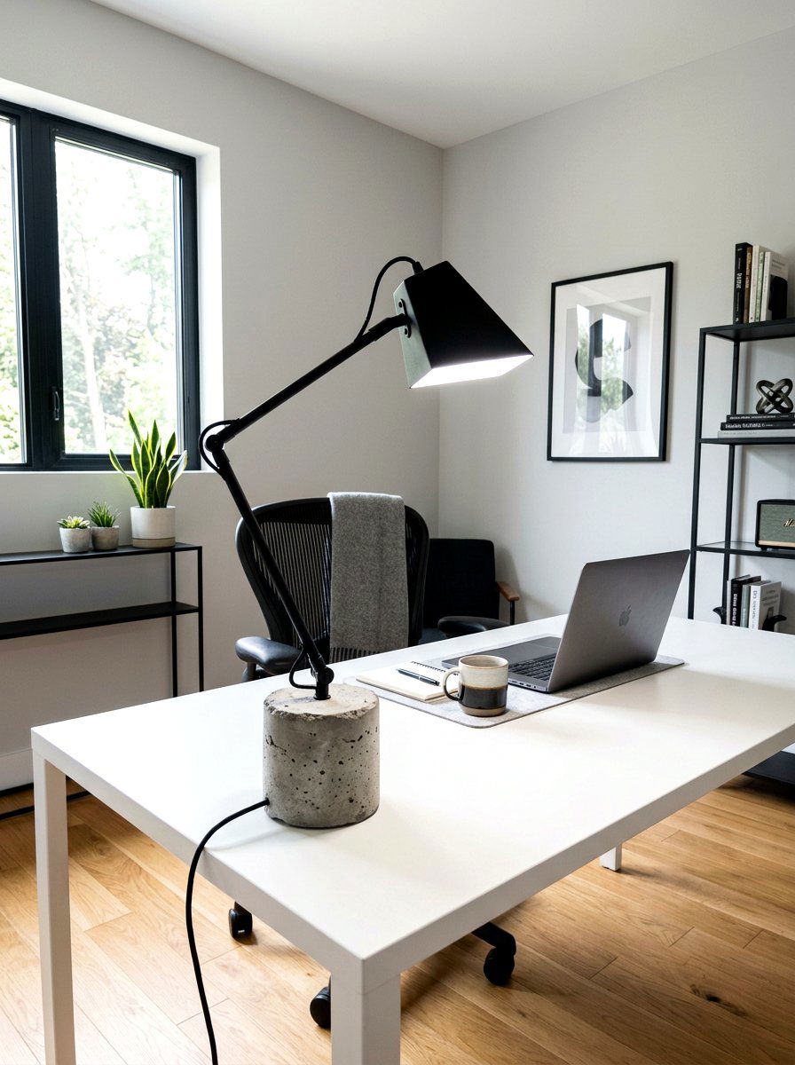 Concrete Base Modern Task Lamp - 30 lamp lit office ideas