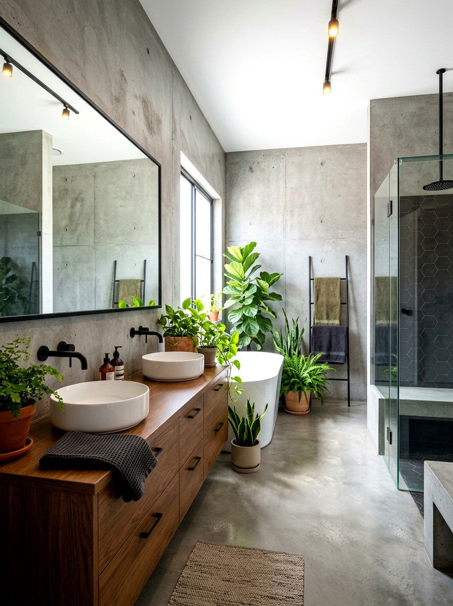 Concrete Bathroom Walls - 30 rustic spa bathroom ideas