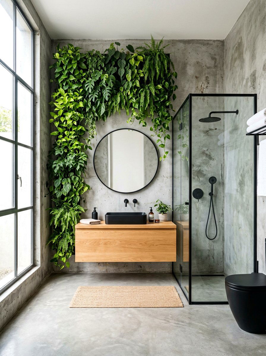 Concrete Bathroom Walls - 30 bathroom jungle ideas