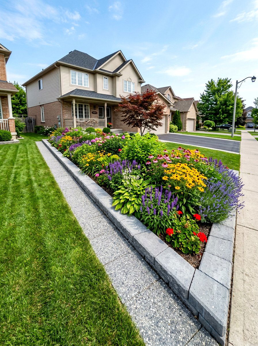 Concrete Block Border - 30 mow strip ideas
