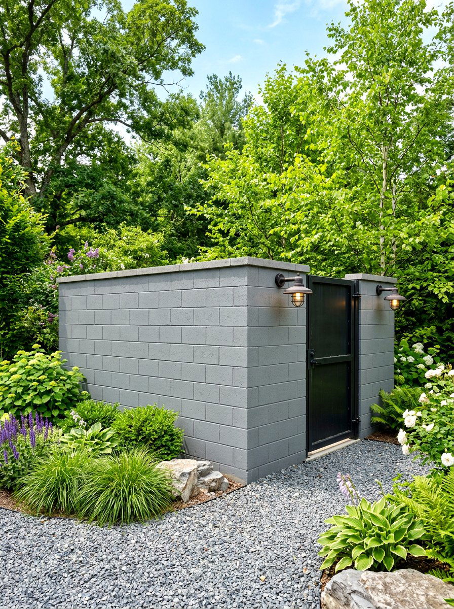 Concrete Block Enclosure - 30 trash enclosure privacy ideas
