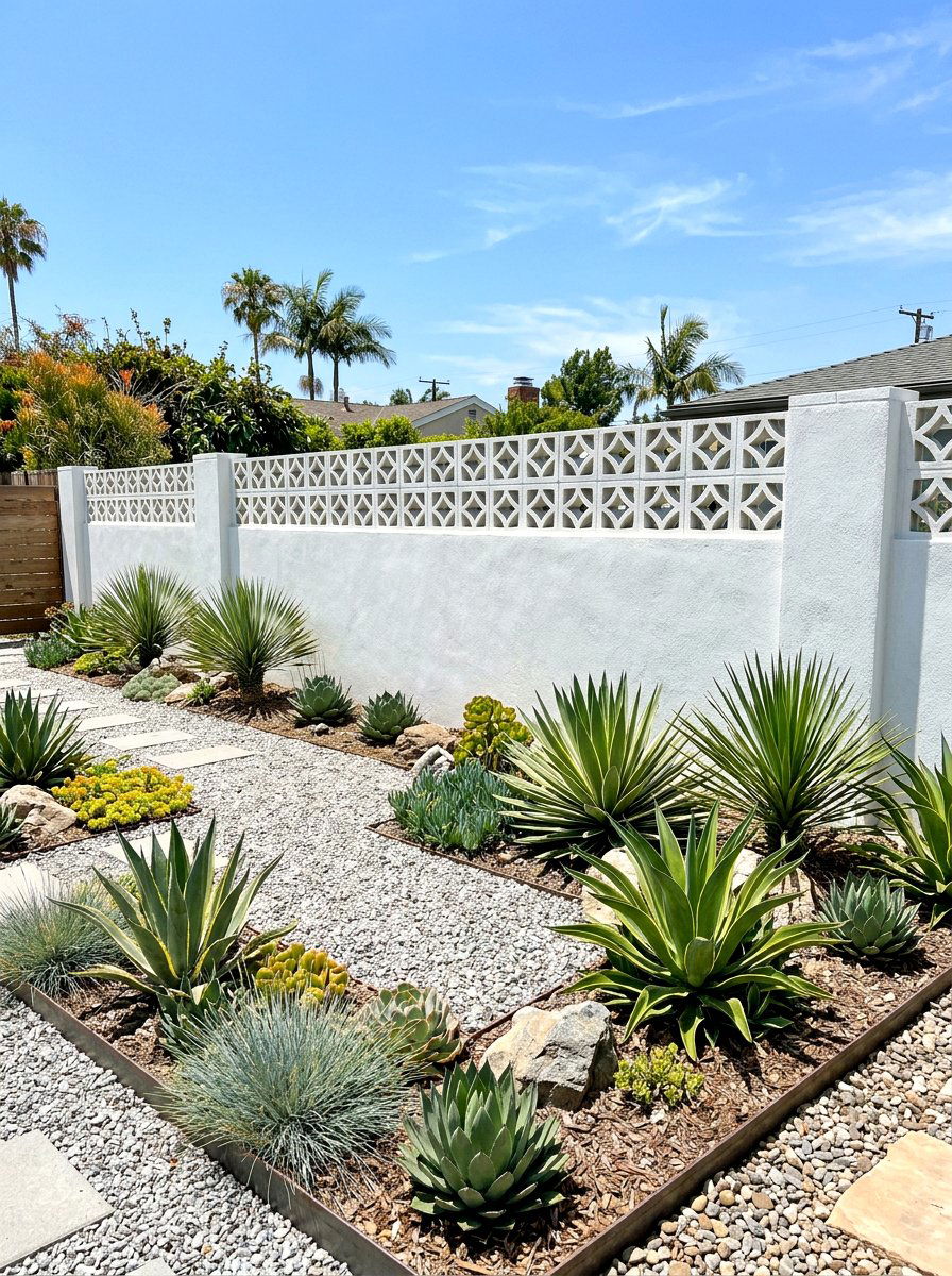 Concrete Block Fence - 30 cheap fence ideas