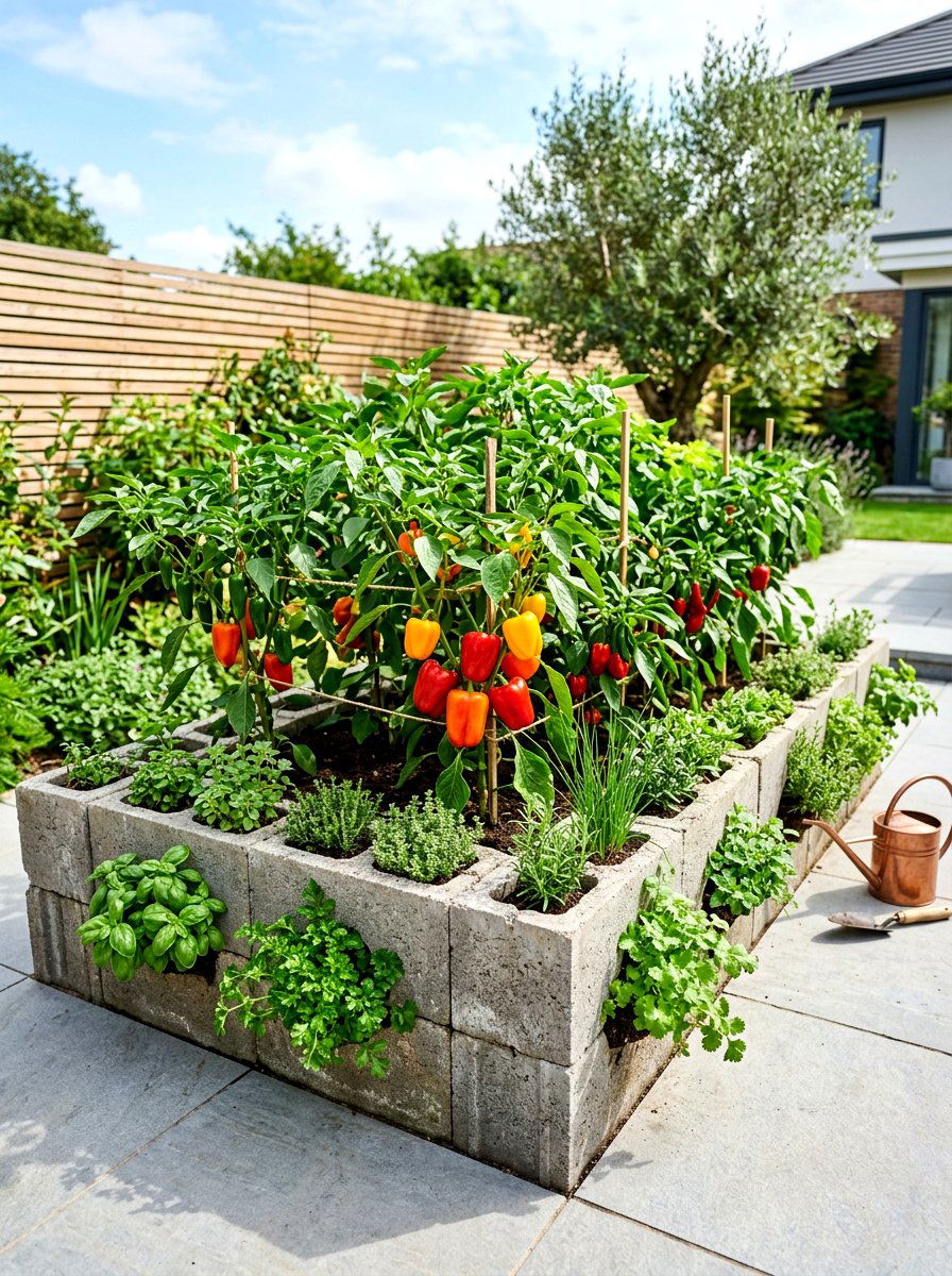 Concrete Block Garden - 30 salsa garden ideas