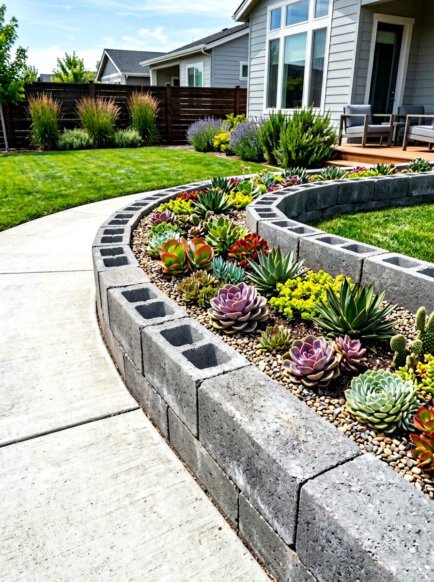 Concrete Block Garden Border - 30 raised bed border ideas