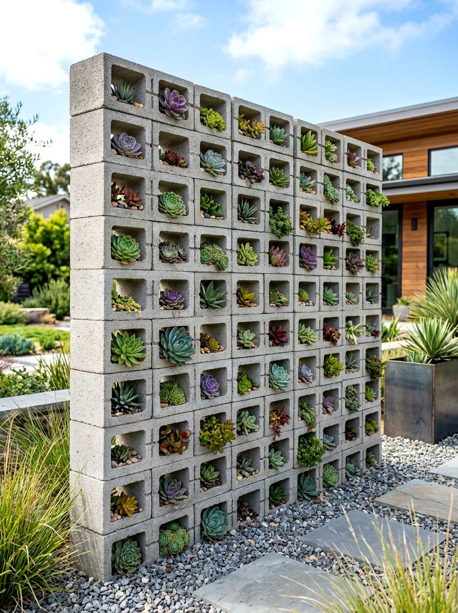 Concrete Block Garden - 30 budget container garden ideas