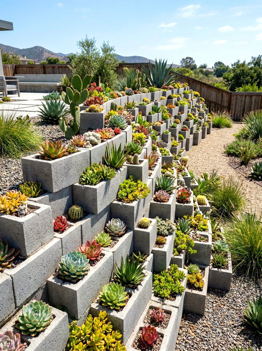 Concrete Block Wall - 30 budget vertical garden ideas