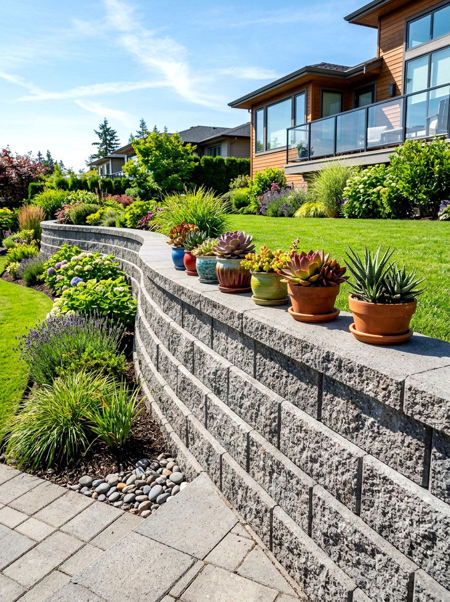 Concrete Block Wall - 30 retaining wall ideas