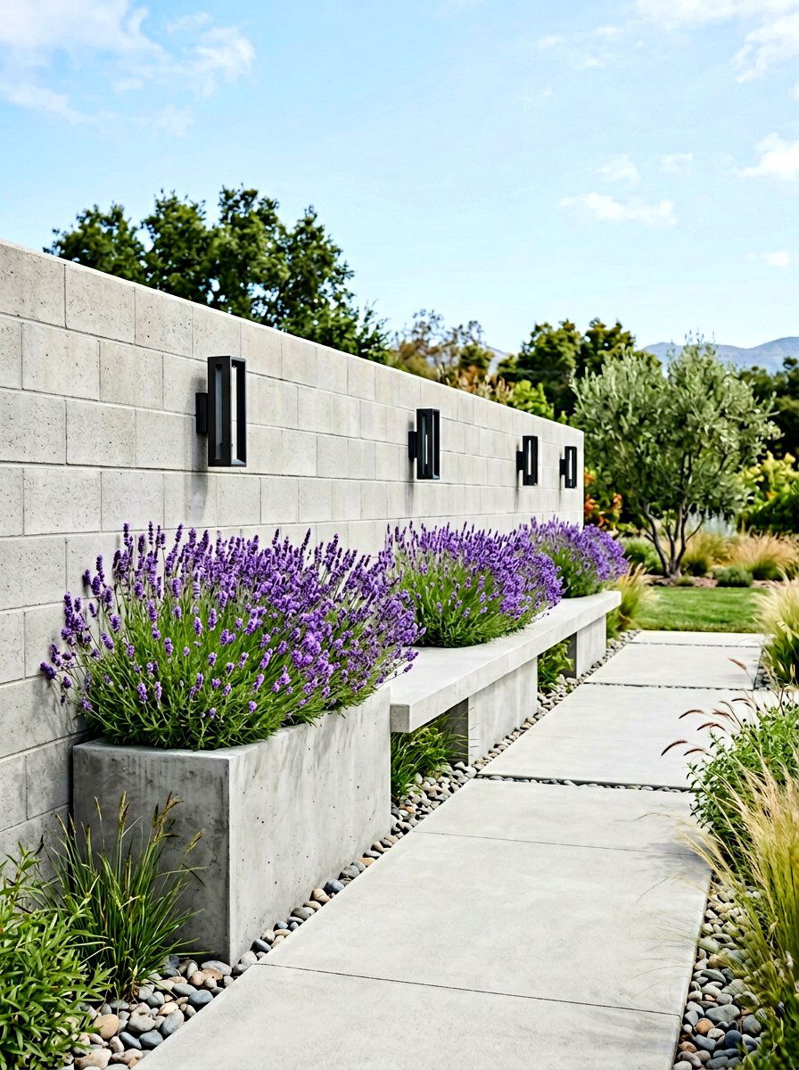 Concrete Block Wall - 30 backyard fence ideas